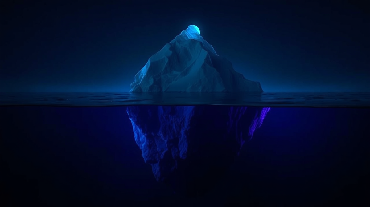 Iceberg metaphor illustrating the hidden costs of building an in-house IT team in Hong Kong, with salary as the visible tip and recruitment, training, and attrition costs as the submerged mass.