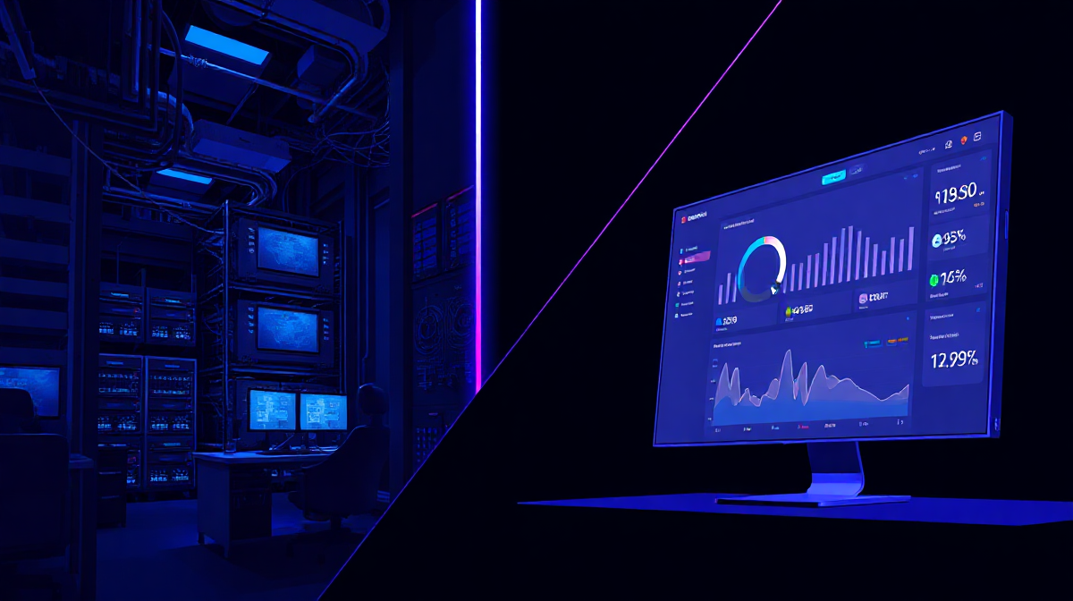 Split-scene illustration contrasting complex enterprise platform implementation with a fast streamlined SaaS deployment, representing different speed-to-market timelines